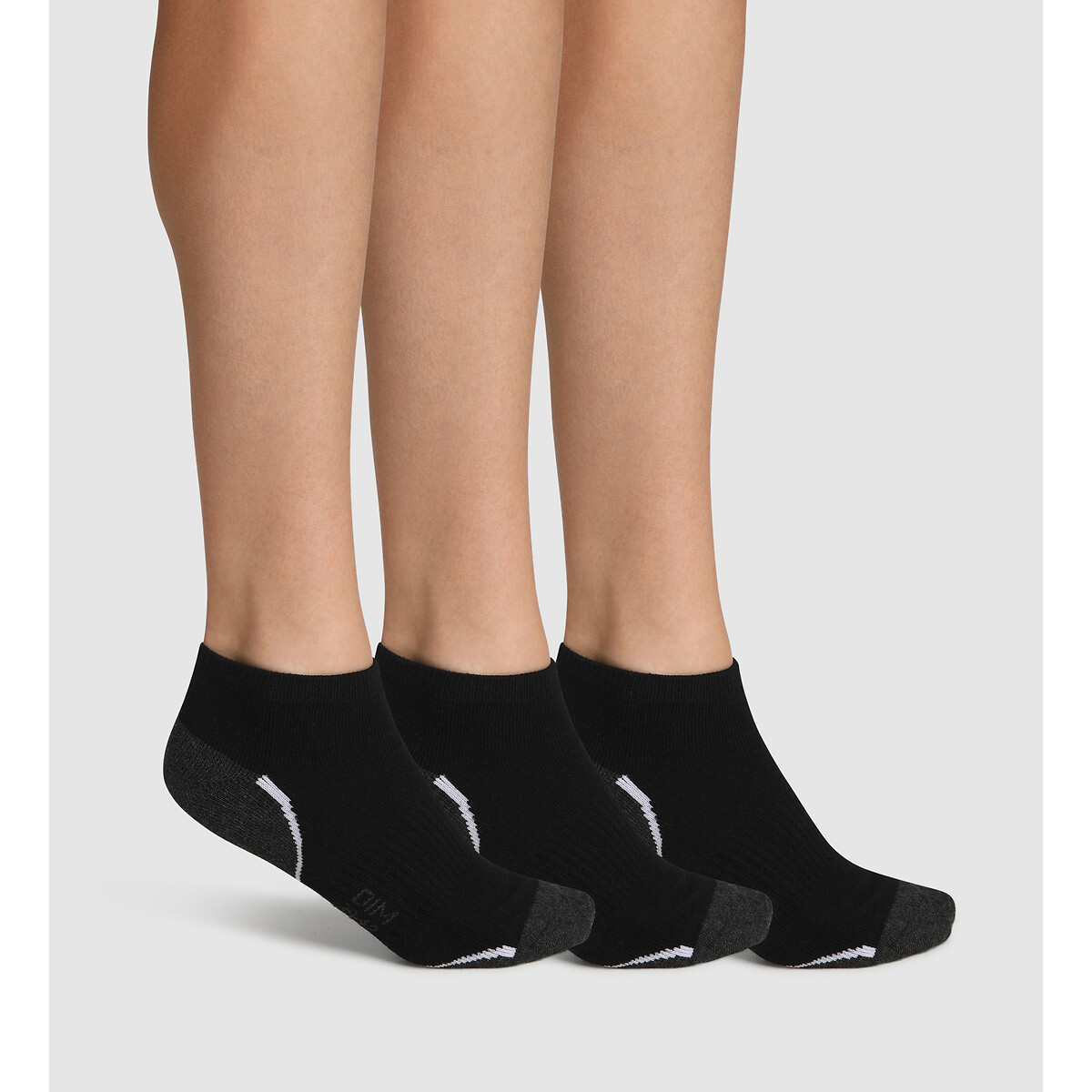 Pack of 3 Pairs of Trainer Socks black/grey, DIM