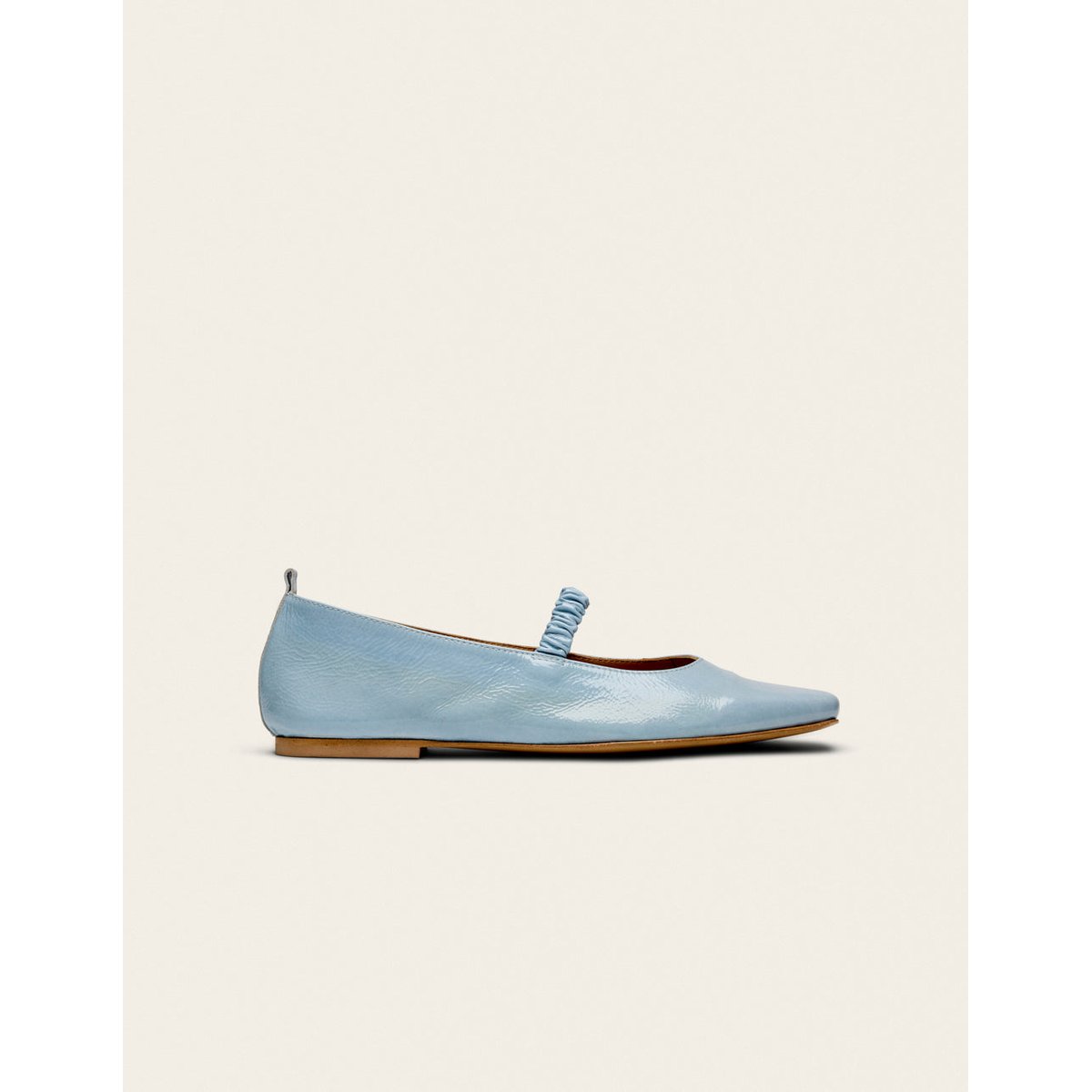 Ballerines SERRA cuir plissé verni bleu glacé, ODAJE