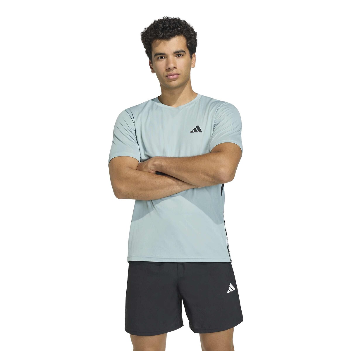 T-shirt de sport manches courtes 3 bandes ESSENTIALS sauge, adidas Performance