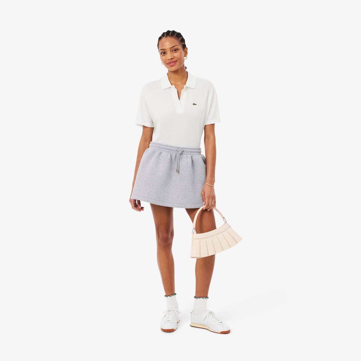 Jupe courte jersey double face gris-cca, LACOSTE