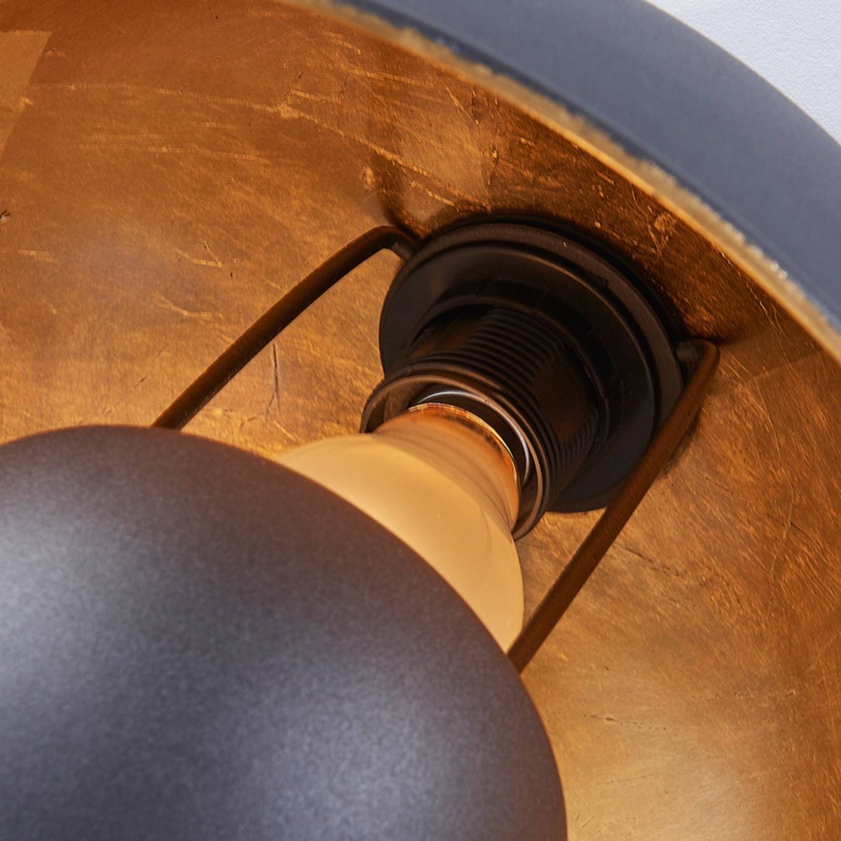 Plafonnier en métal moderne, Lya noir, or mat, LINDBY