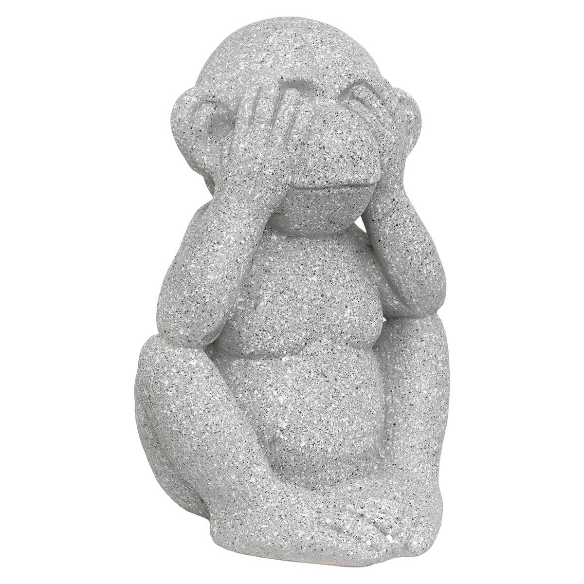 Singe déco extérieur Sohel H42 cm résine gris blanc, ATMOSPHERA