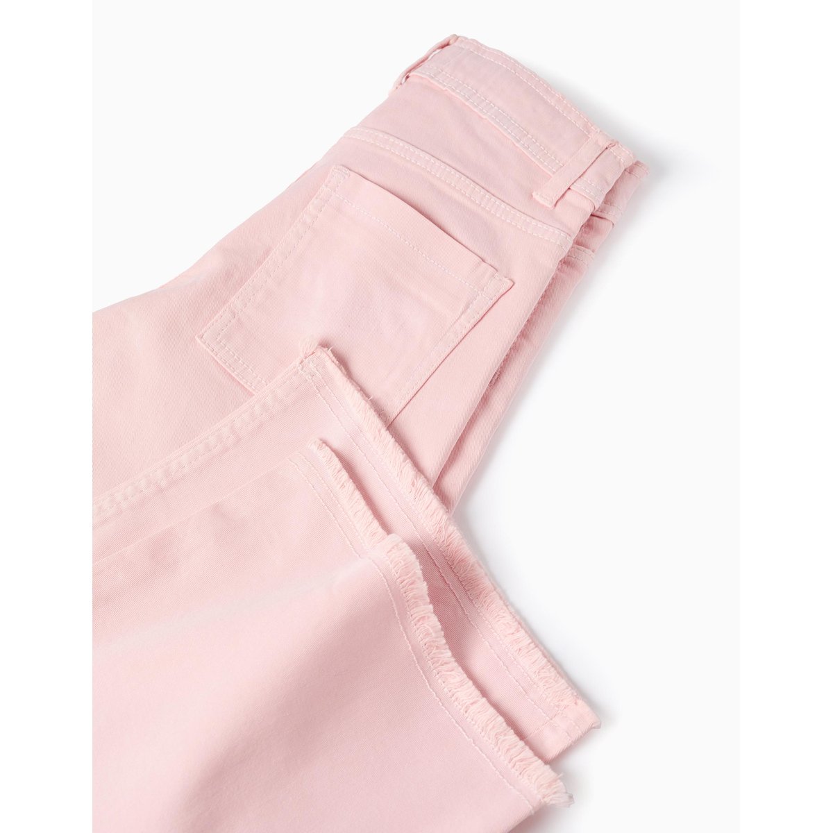 Pantalon en Serge Large avec Ourlets Effilochés rose clair, ZIPPY