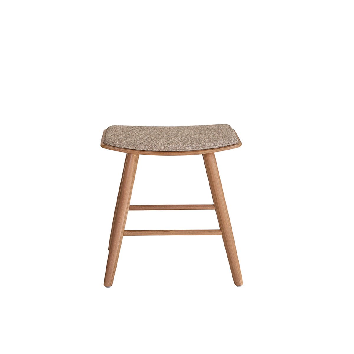 Tabouret en teck massif et velours AMBRE grege, BERAH GETAH