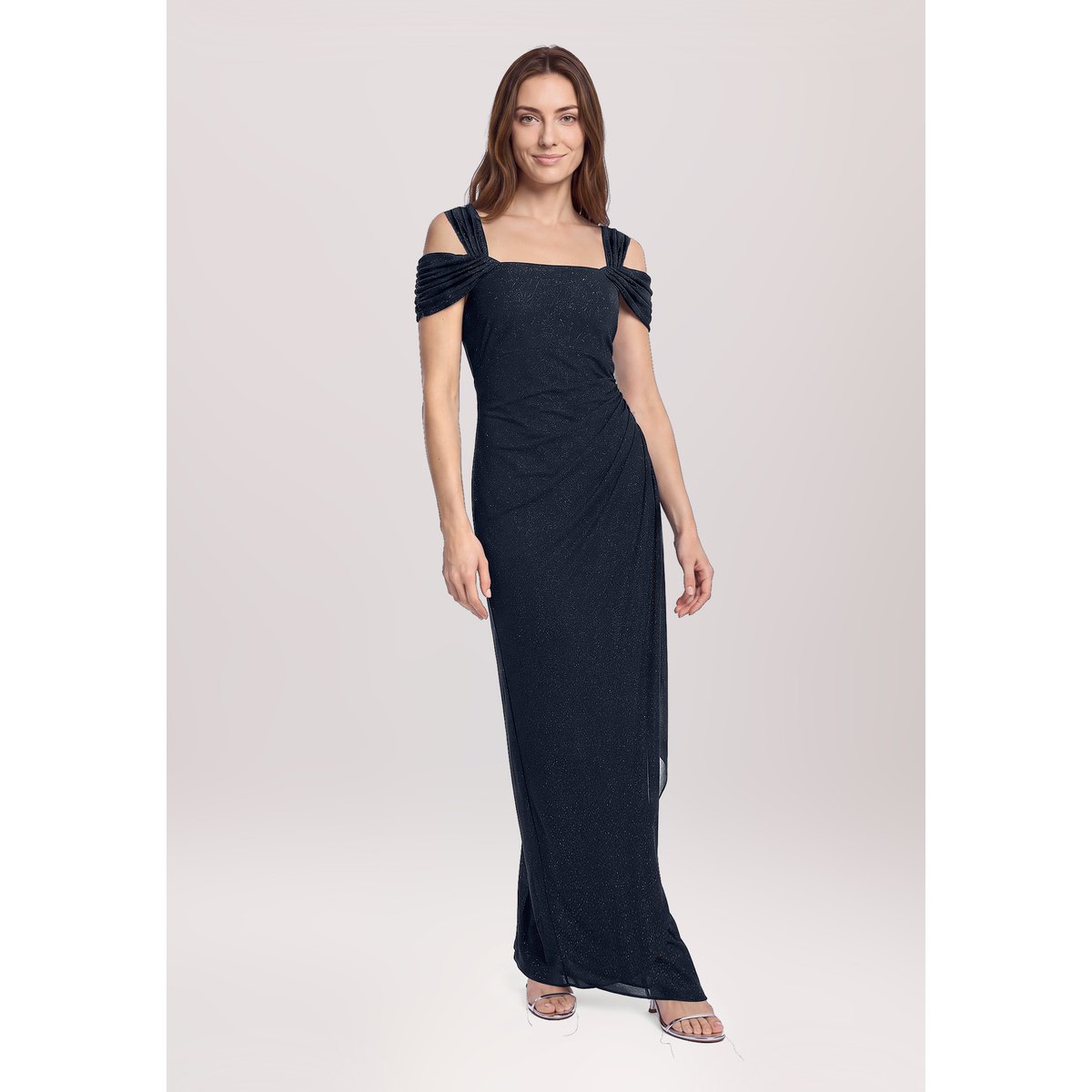 Robe de soirée au look scintillant bleu foncé/gris, VERA MONT