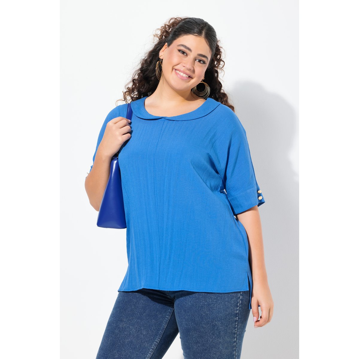Blouse oversize bleu pétrole, ULLA POPKEN