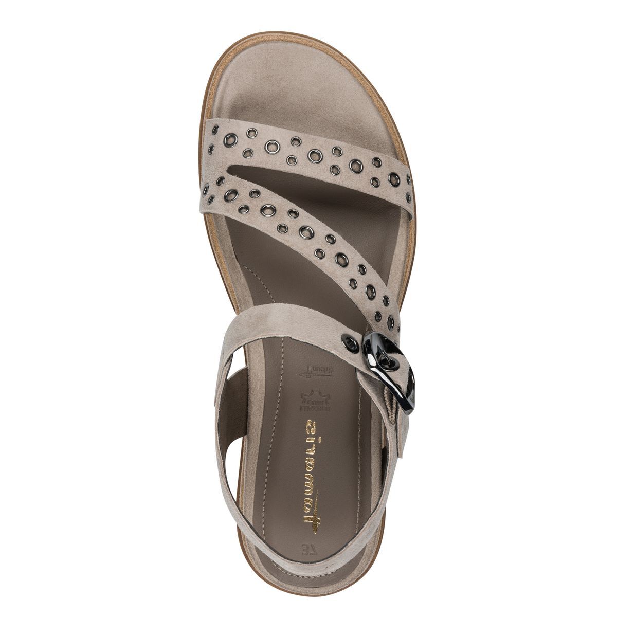 Sandale à talon en cuir marron taupe, TAMARIS