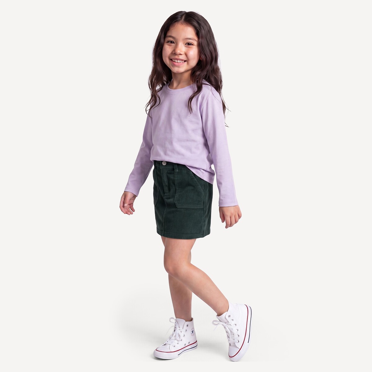 Lot de 3 T-shirts, à col rond et manches longues bleu marine + parme + blanc, LA REDOUTE COLLECTIONS