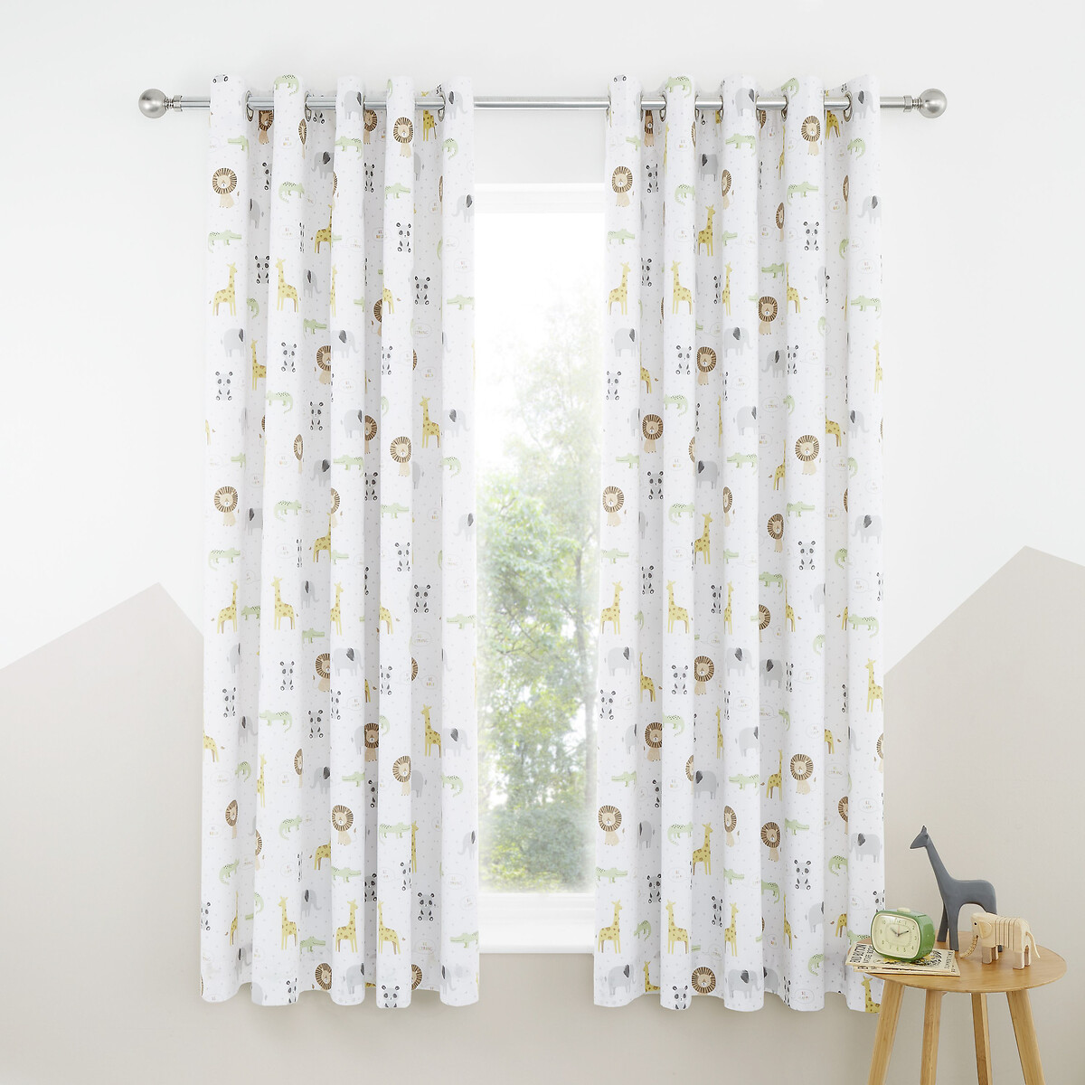 Roarsome Animals Eyelet Blackout Curtains 168x183cm natural, CATHERINE LANSFIELD