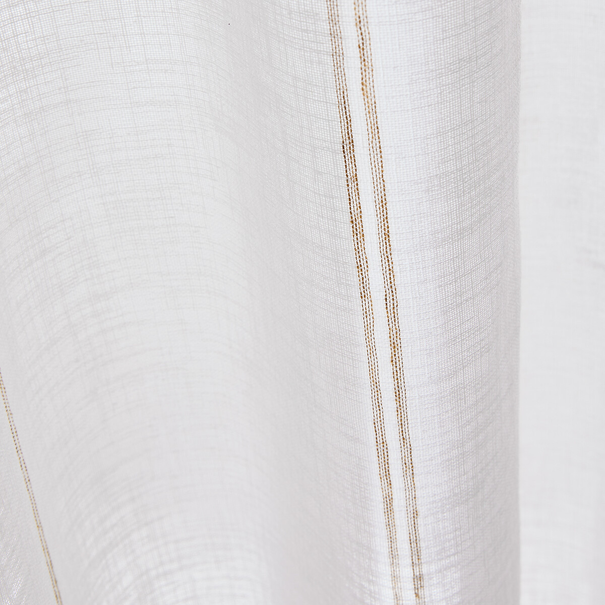 Voilage motifs rayures, à œillets, NYONG blanc/caramel, LA REDOUTE INTERIEURS