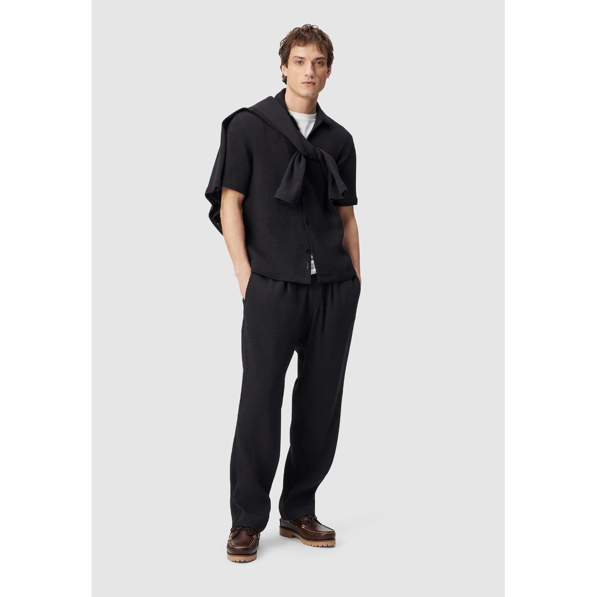 Pantalon tissu plissé noir, IKKS