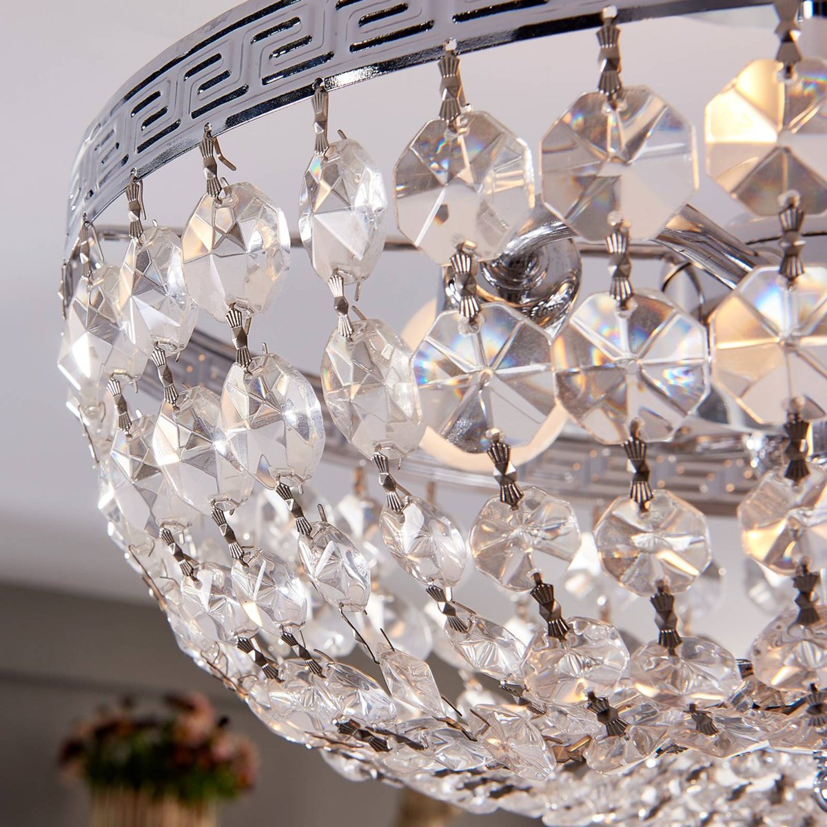 Plafonnier en cristal moderne, Mondrian clair, chrome, LINDBY