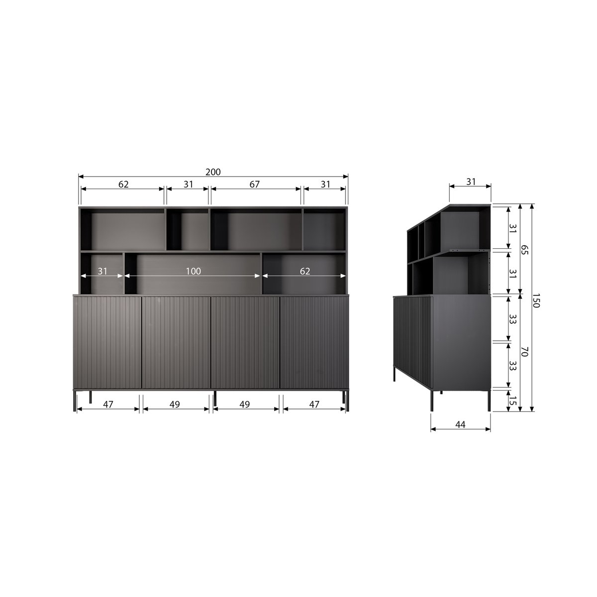 Armoire vitrine GRAVURE brun, WOOOD