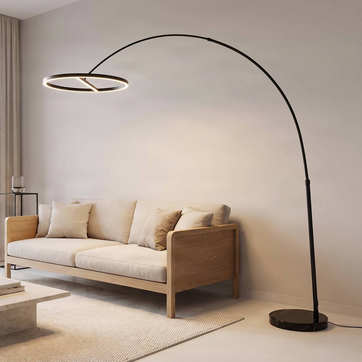 Lampadaire en aluminium moderneLED, Virvera noir, LUCANDE