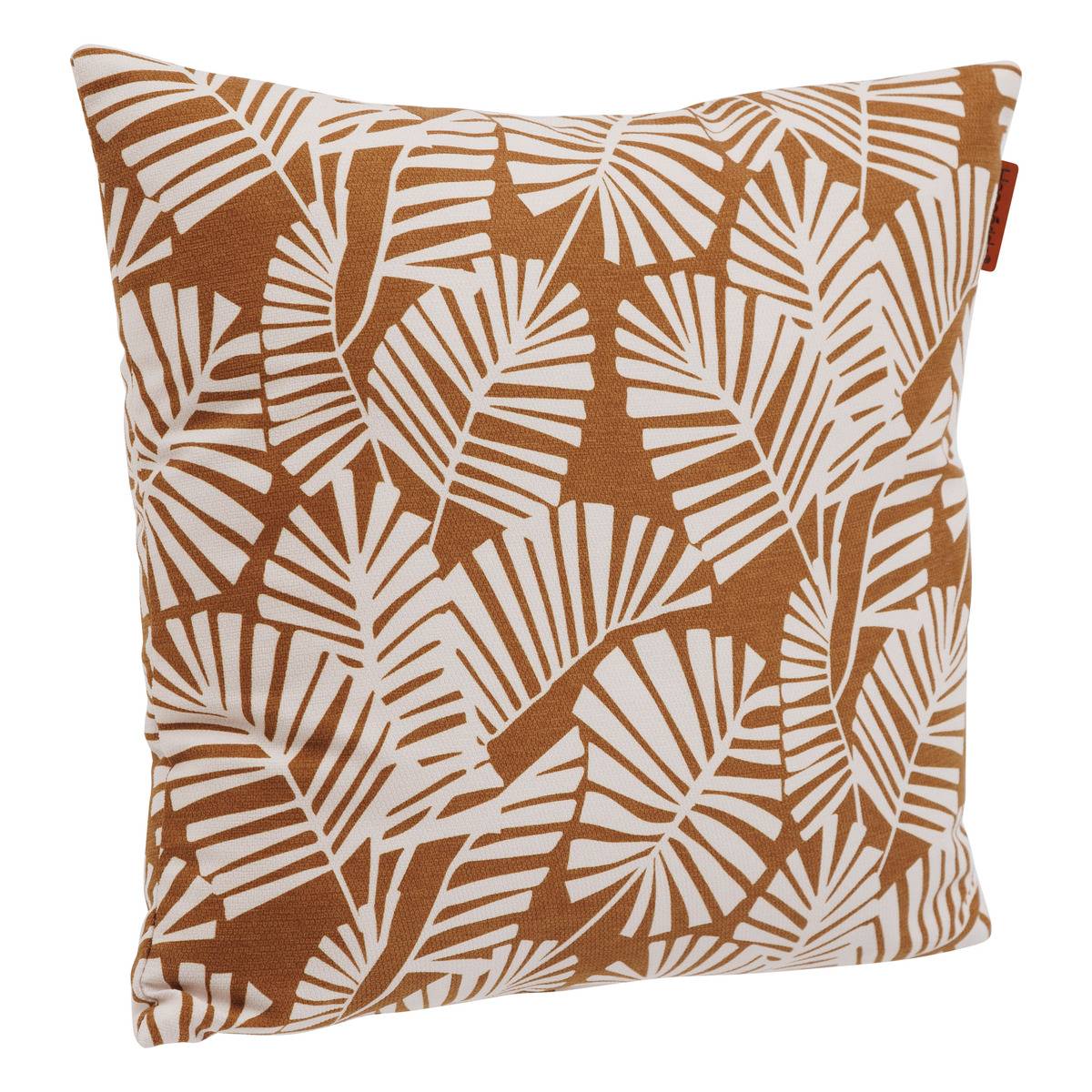 Coussin déco d'extérieur imprimé déhoussable FYLIE marron, HESPERIDE