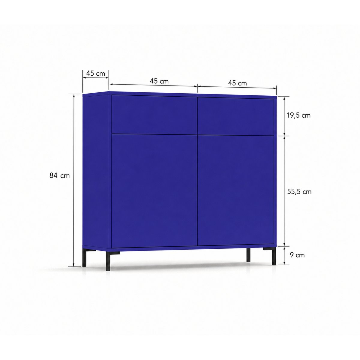 Buffet en MDF avec 2 portes et 2 tiroirs, coloris bleu. bleu, REALLY NICE THINGS