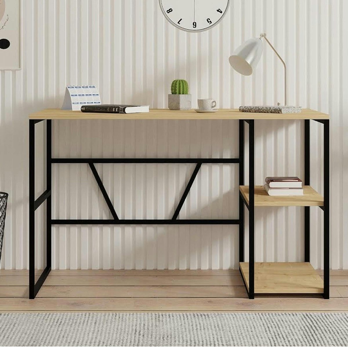 Bureau 120 cm 2 niches JENA chêne, PIER IMPORT