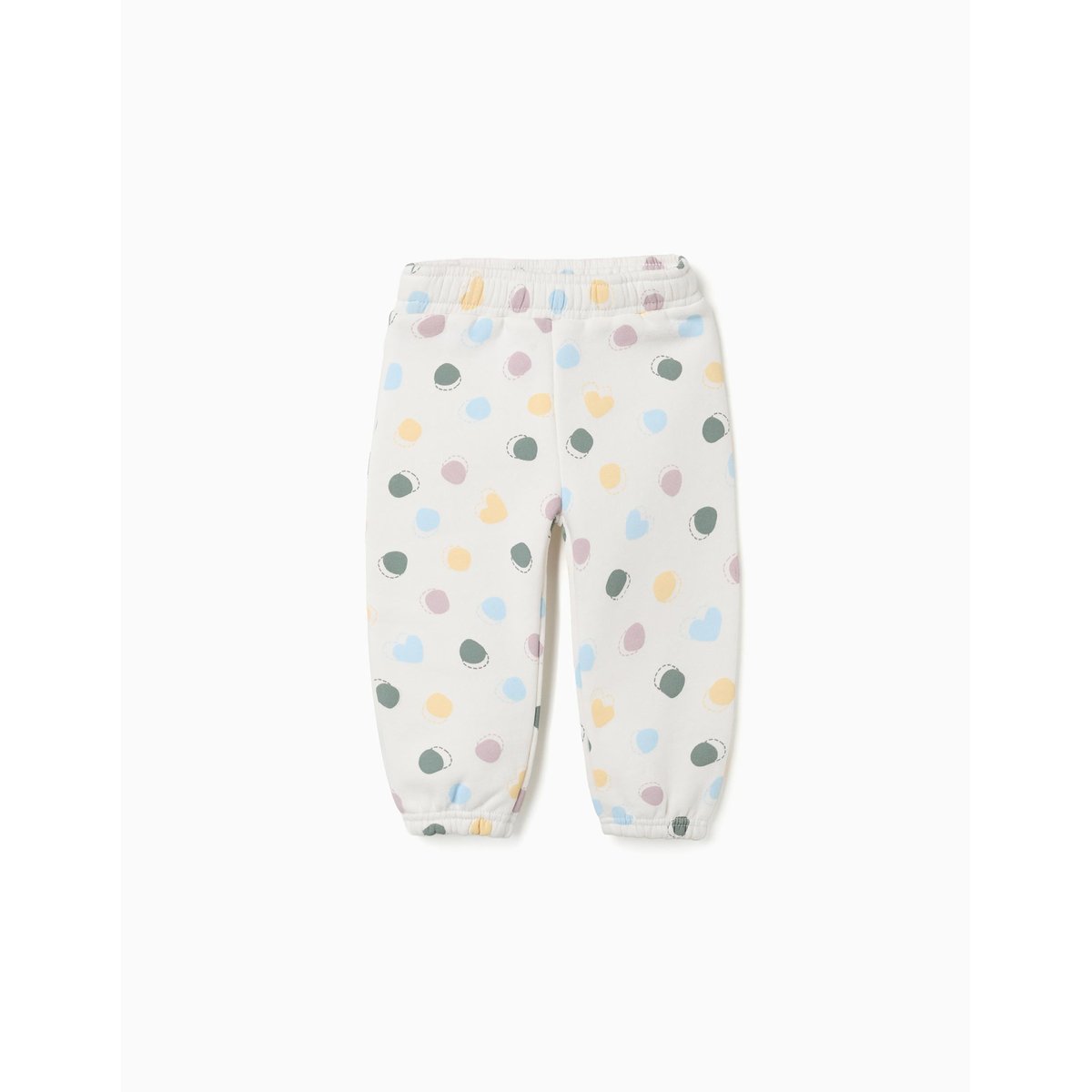 Pantalon en molleton avec doublure en coton peigné et motif à pois blanc, ZIPPY