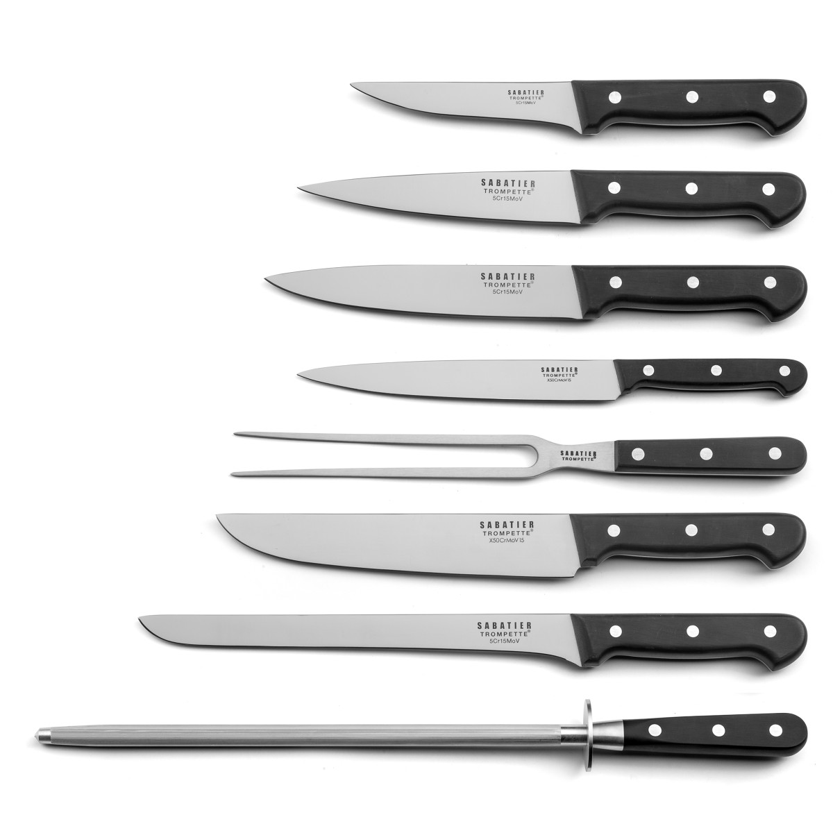 Trousse 8 couteaux de cuisine - UNIVERSAL noir, SABATIER TROMPETTE