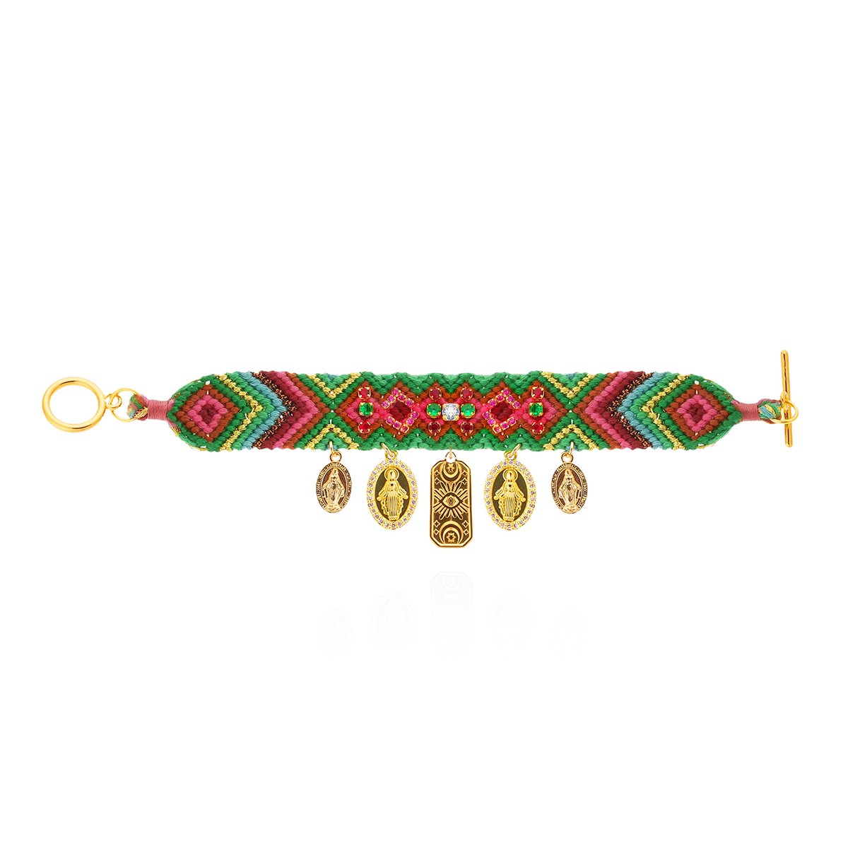 Bracelet tissé avec perles et pampilles CRUZES vert, HIPANEMA