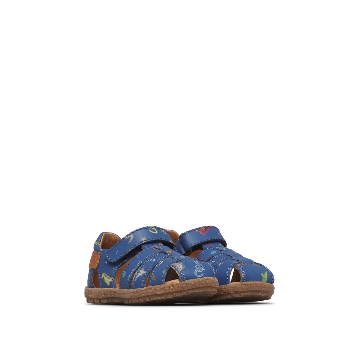 Sandales semi-ouvertes en cuir avec imprimé dinosaures SEE bleu-, NATURINO