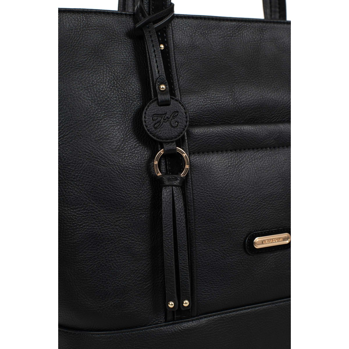Sac cabas porté main MOLY noir, HEXAGONA