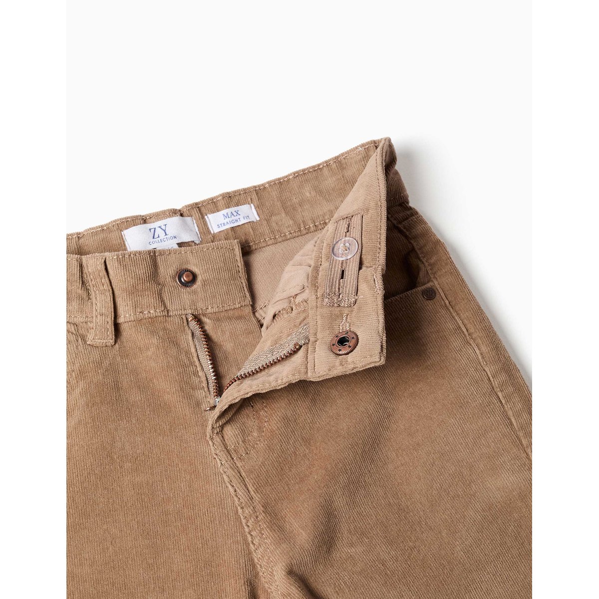 Pantalon à coupe droite en velours côtelé beige, ZIPPY