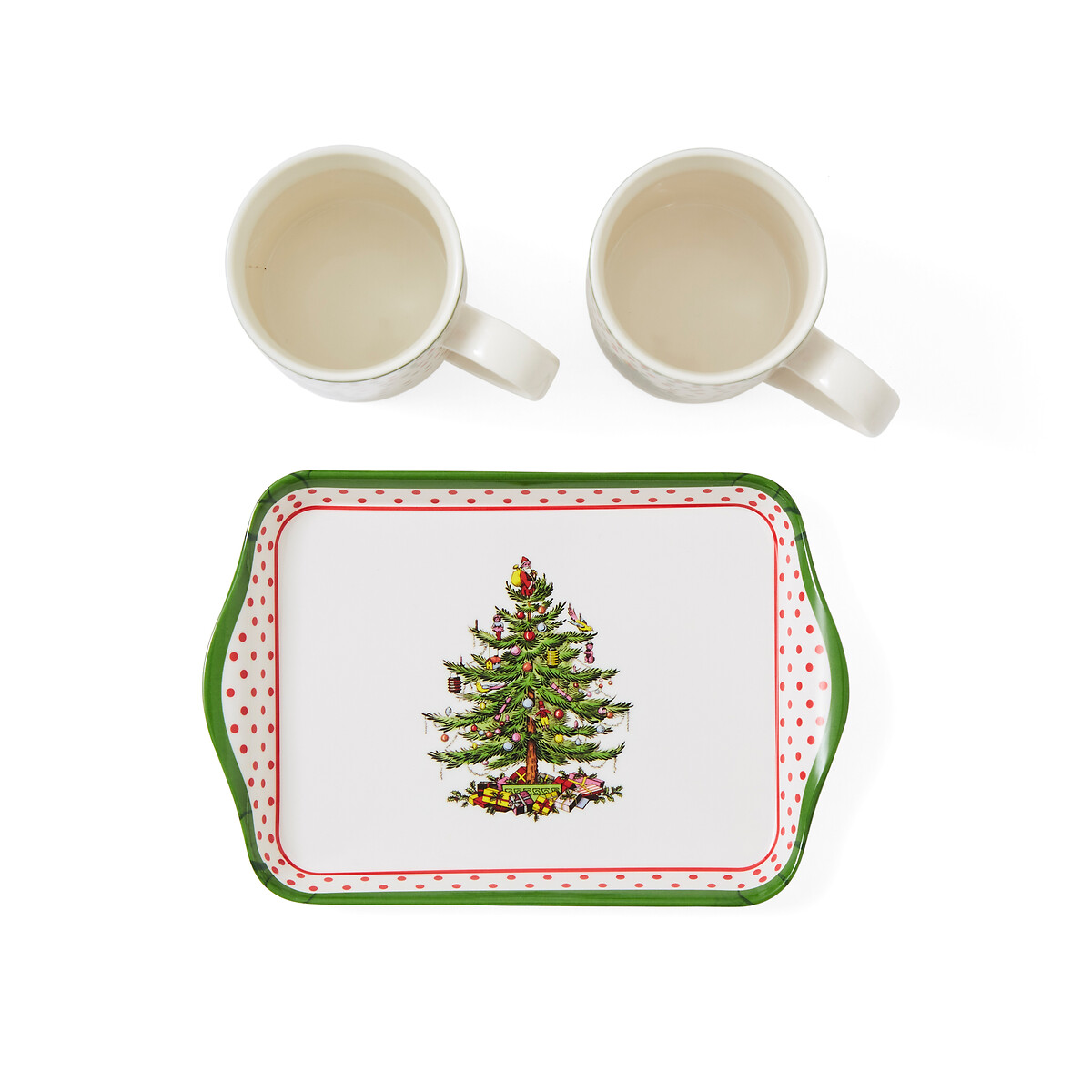 Christmas Tree Polka Dot Mug & Tray Set white, SPODE