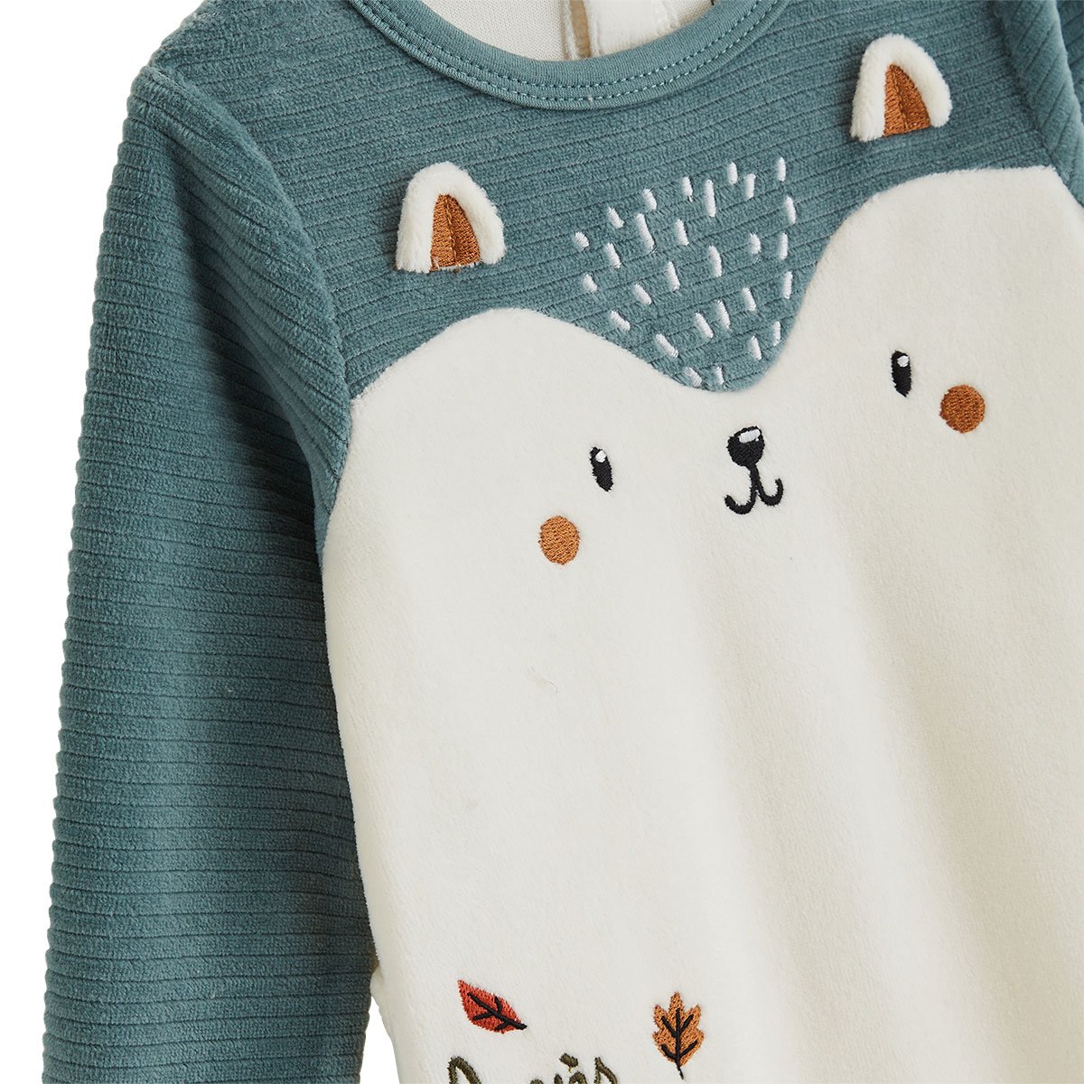 Lot de 2 pyjamas bébé en velours Ginkgo vert, PETIT BEGUIN