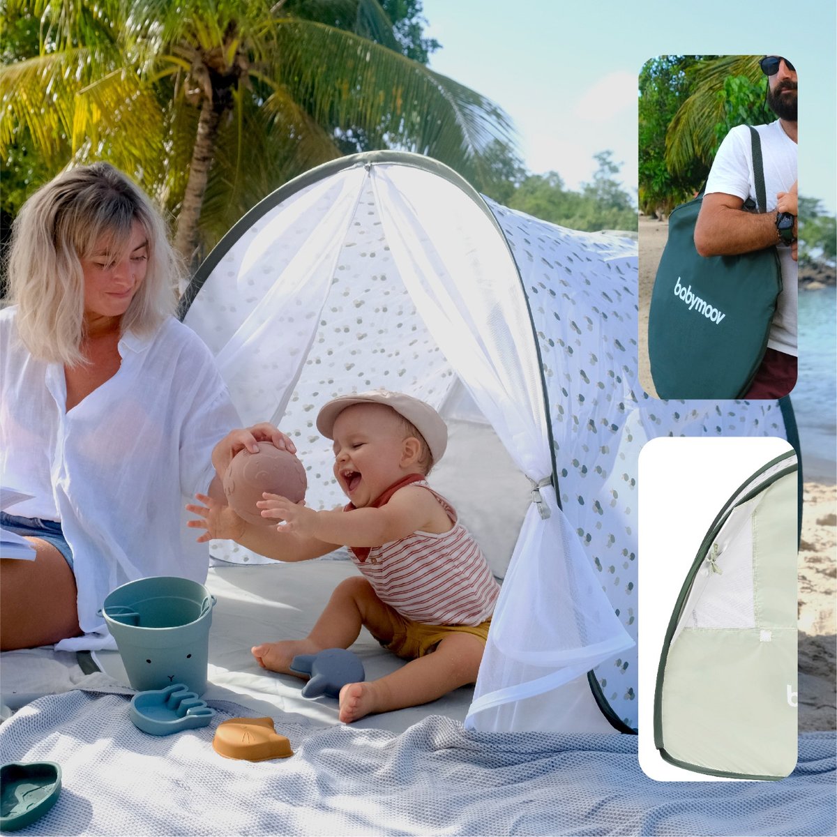 Tente anti-UV bébé haute protection vert clair, BABYMOOV