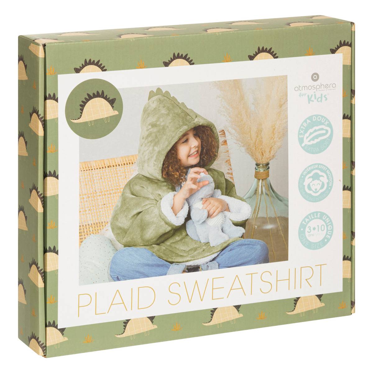 Plaid sweatshirt capuche enfant HIIS vert, ATMOSPHERA FOR KIDS