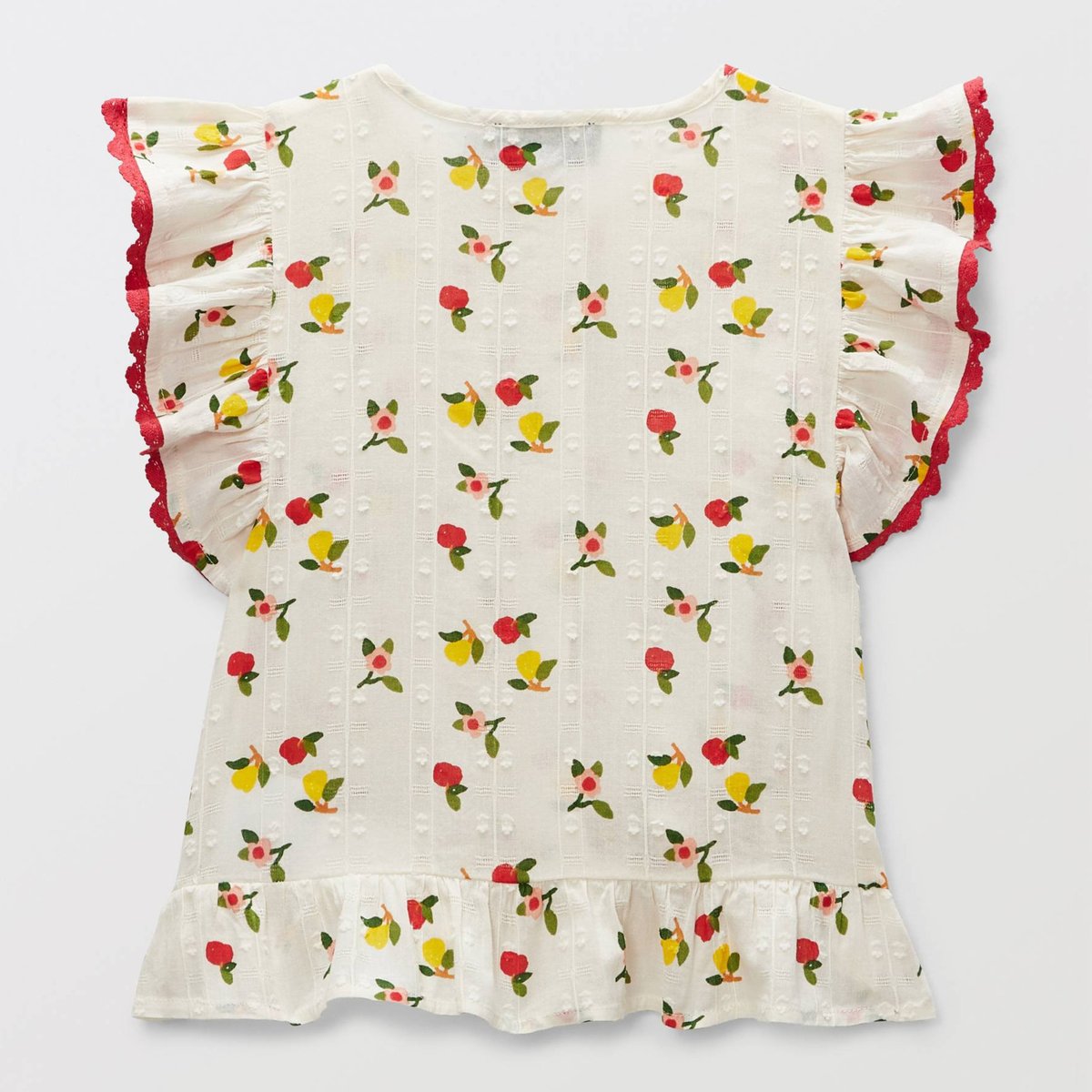 Blouse imprimée à noeud en coton amaretti, MONOPRIX