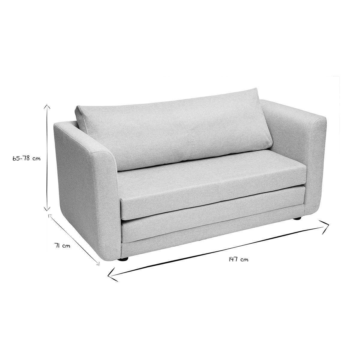 Canapé convertible 2 places en tissu effet velours texturé beige LEON beige, MILIBOO