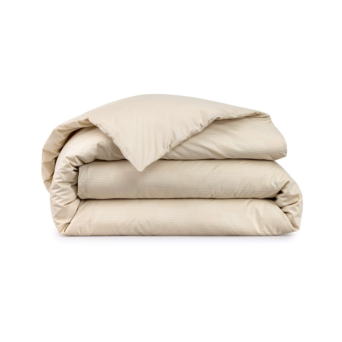 Housse de couette en satin de coton beige, DAMIER lune, DESFORGES