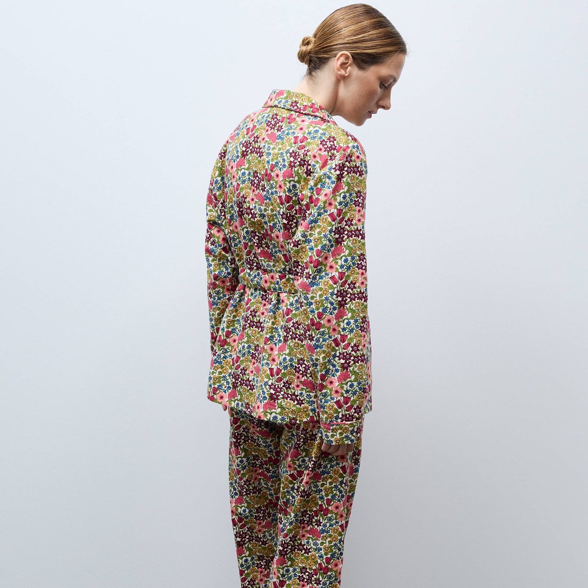 Pyjama long imprimé en coton gratté bio GOTS amaretti, MONOPRIX