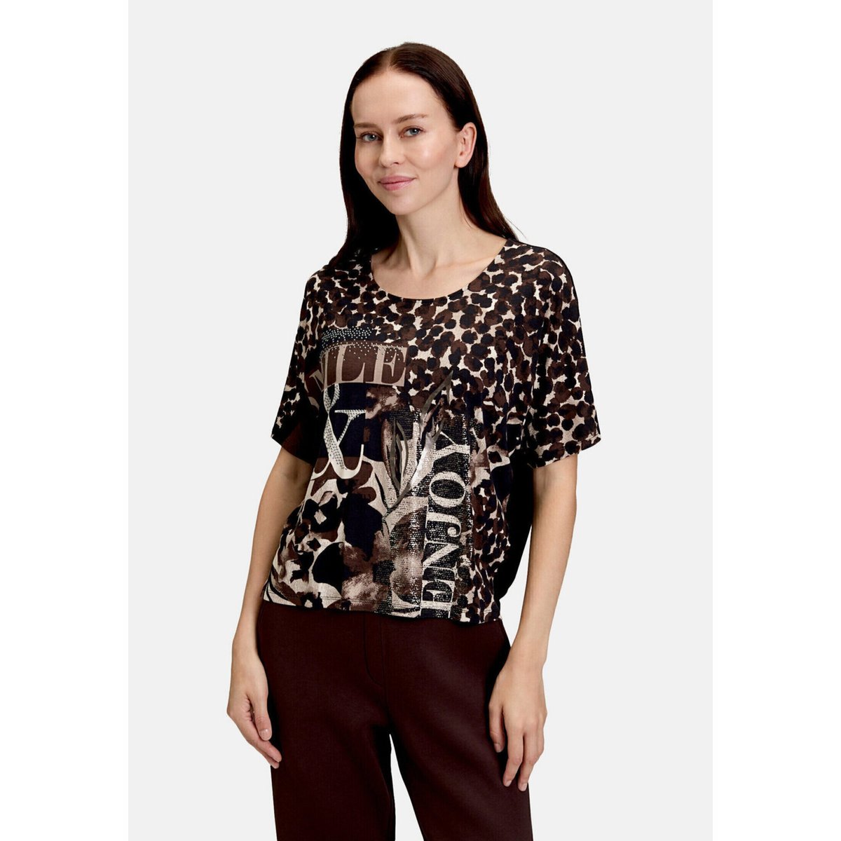 T-shirt oversize à impression marron/beige, BETTY BARCLAY