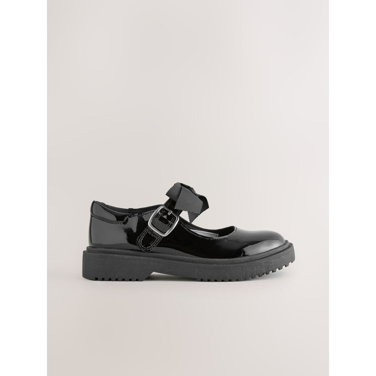 Babies en cuir à semelle épaisse avec nœud noir, NEXT