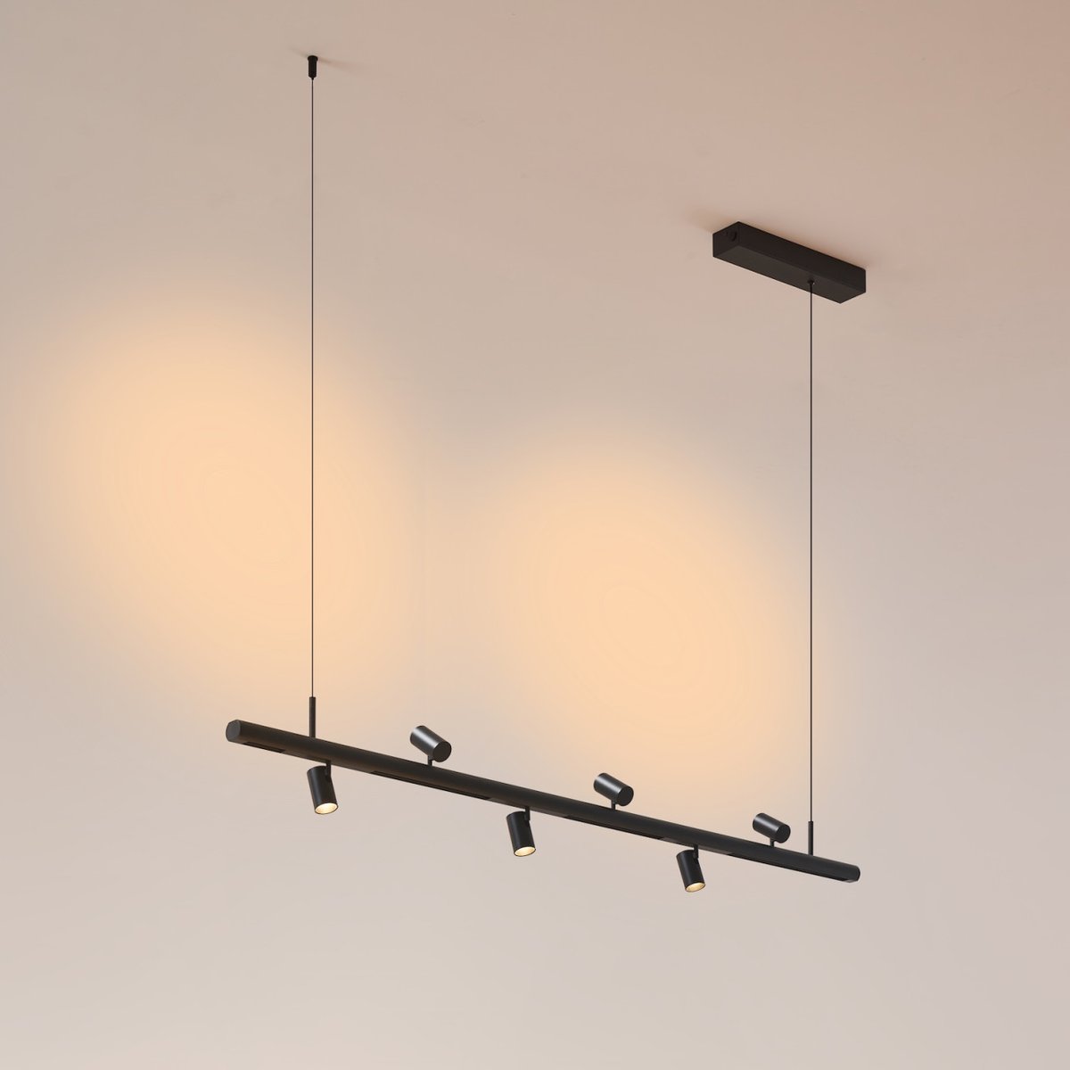 Suspension 6 spots LED orientables - LYNE noir, KOSILUM