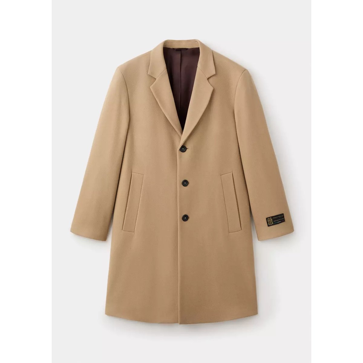 Manteau laine Manteco revers marron moyen, MANGO MAN