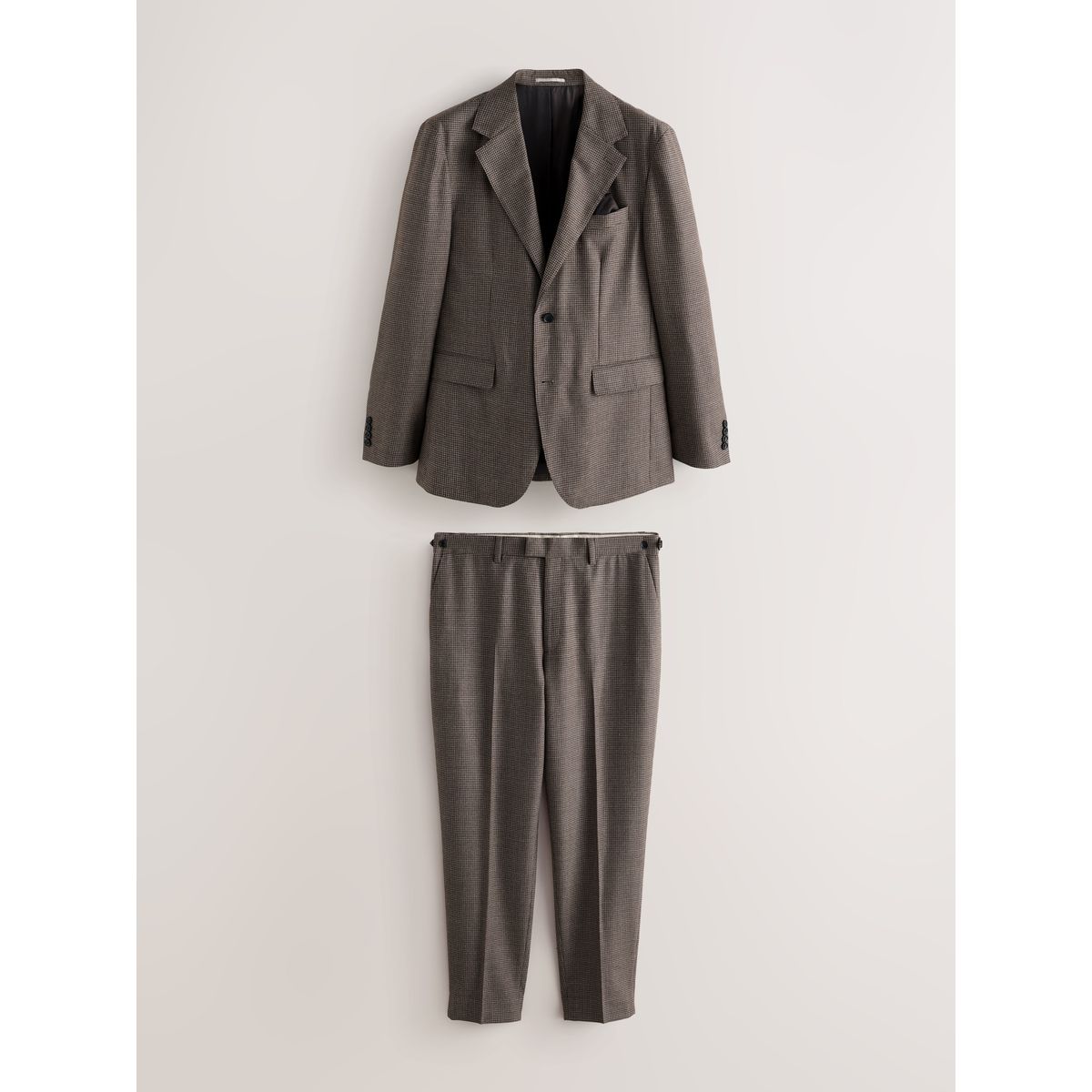 Pantalon de costume pied-de-poule en laine marron, NEXT