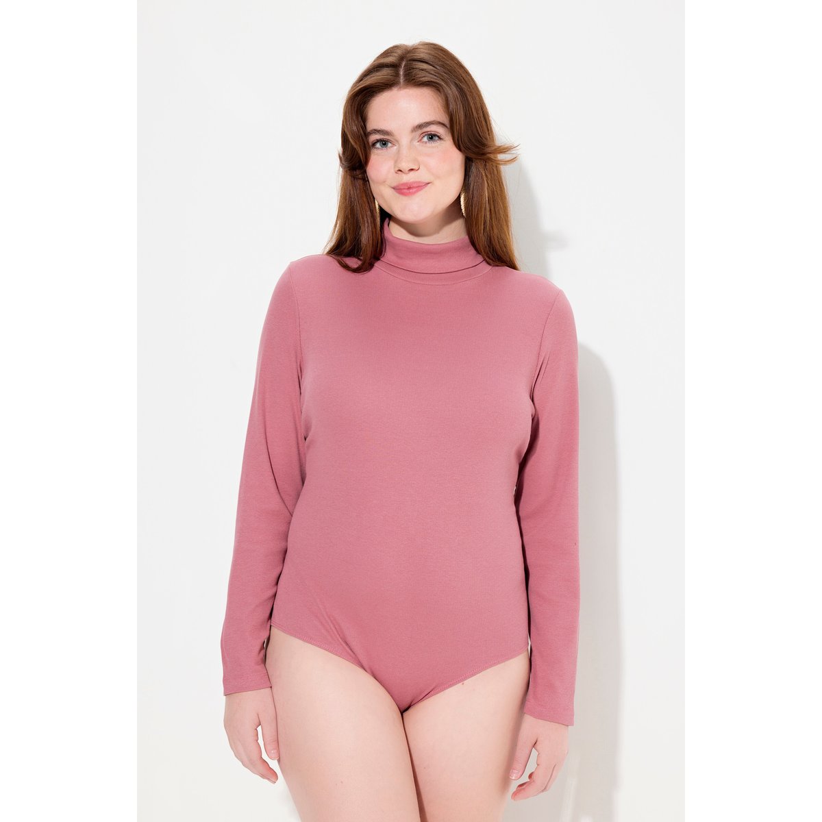 Body en jersey bord-côte de coton bio vieux rose, ULLA POPKEN