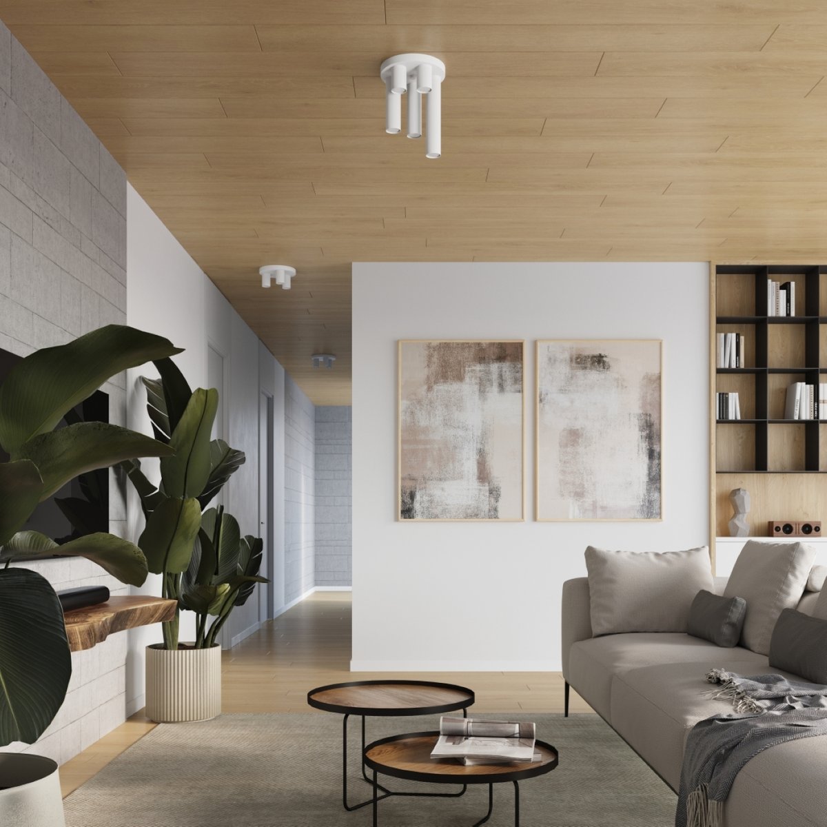 Plafonnier Acier Blanc GU10 3 Lagos blanc, EDEN