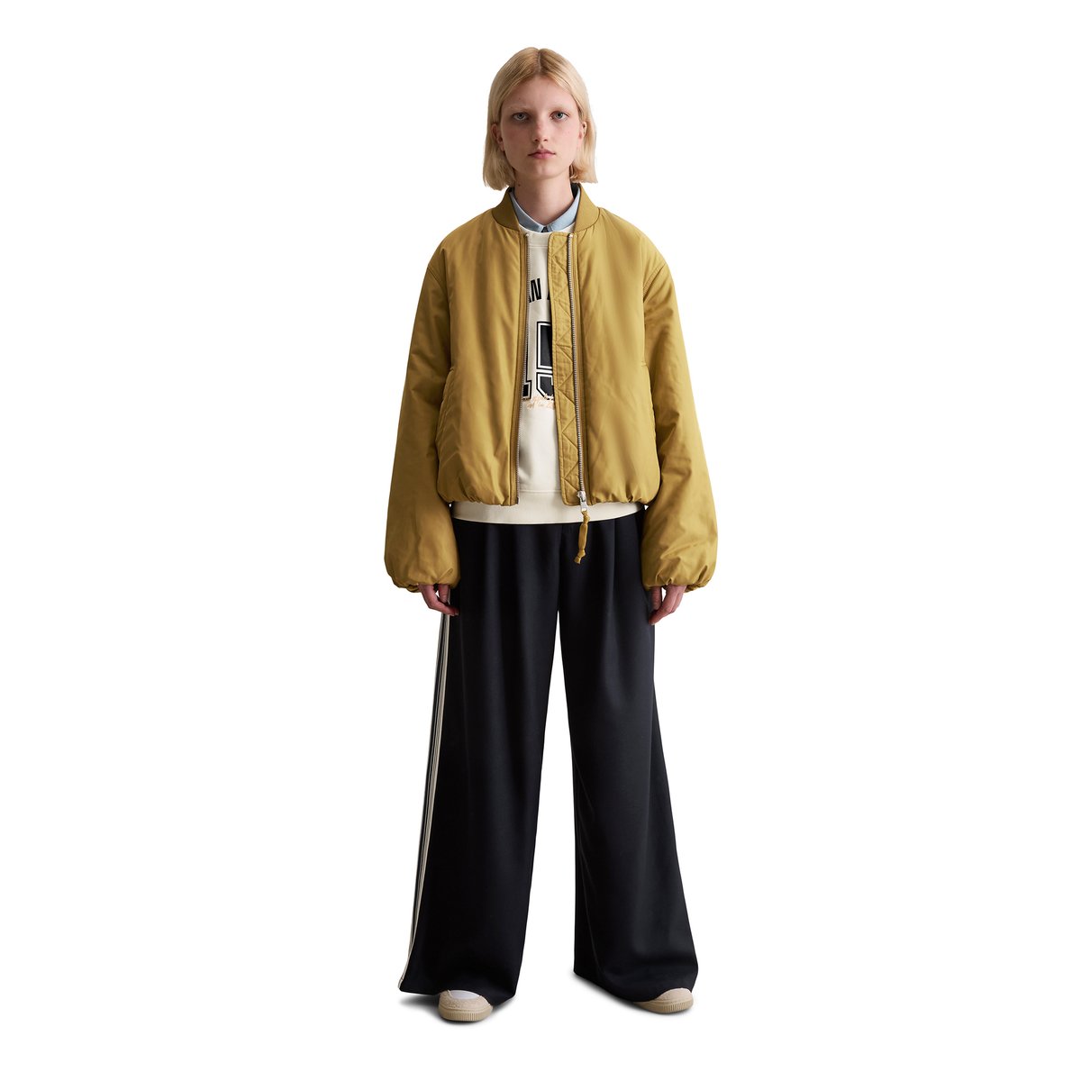Blouson style aviateur relaxed cropped en polyester recyclé beige, MARC O’POLO DENIM
