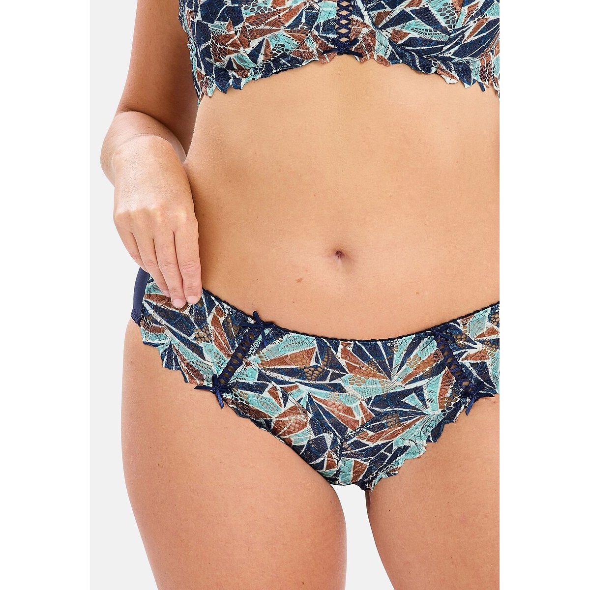 Culotte dentelle ARUM MOSAIC bleu/vert/beige, SANS COMPLEXE