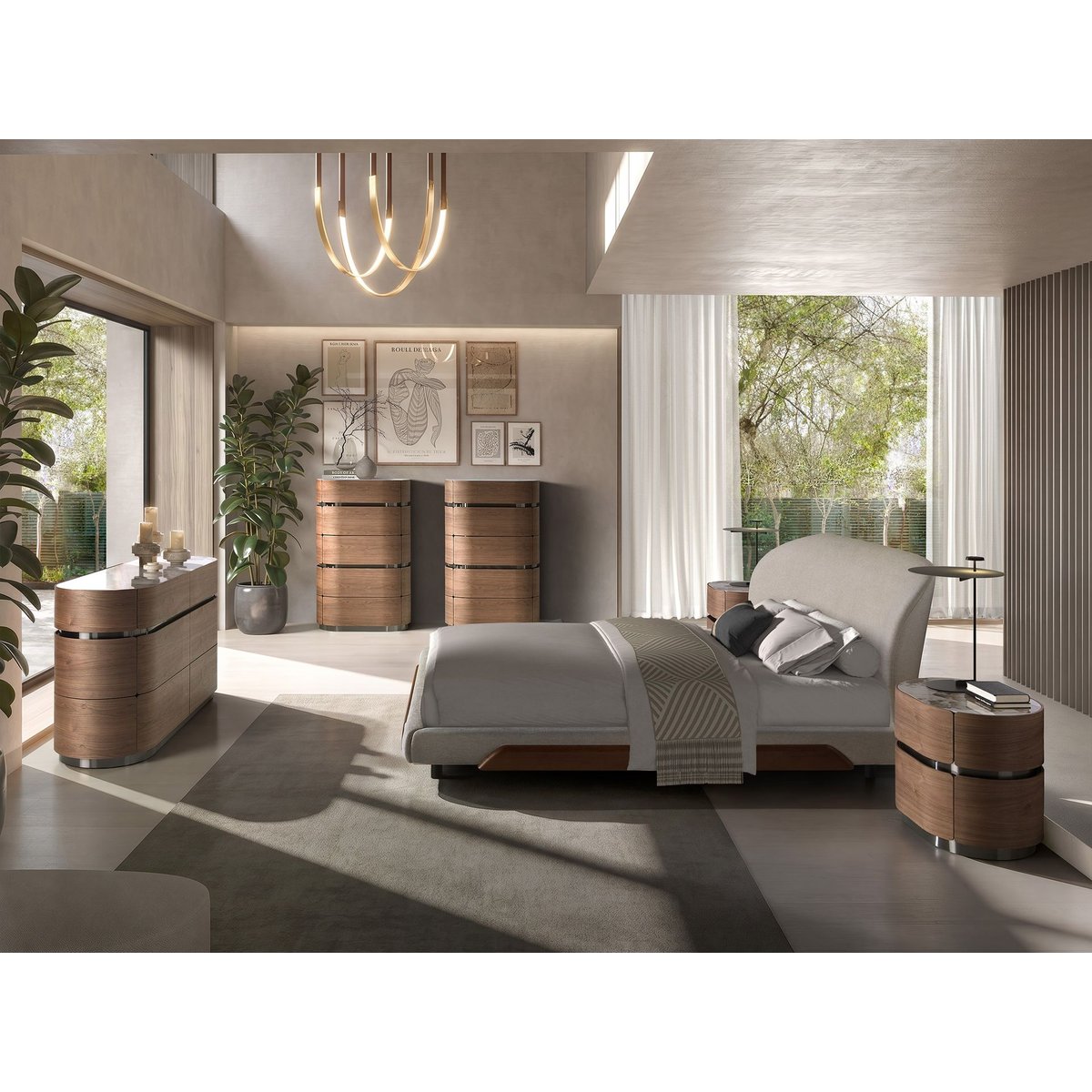 Lit en tissu gris clair | noir, ANGEL CERDA
