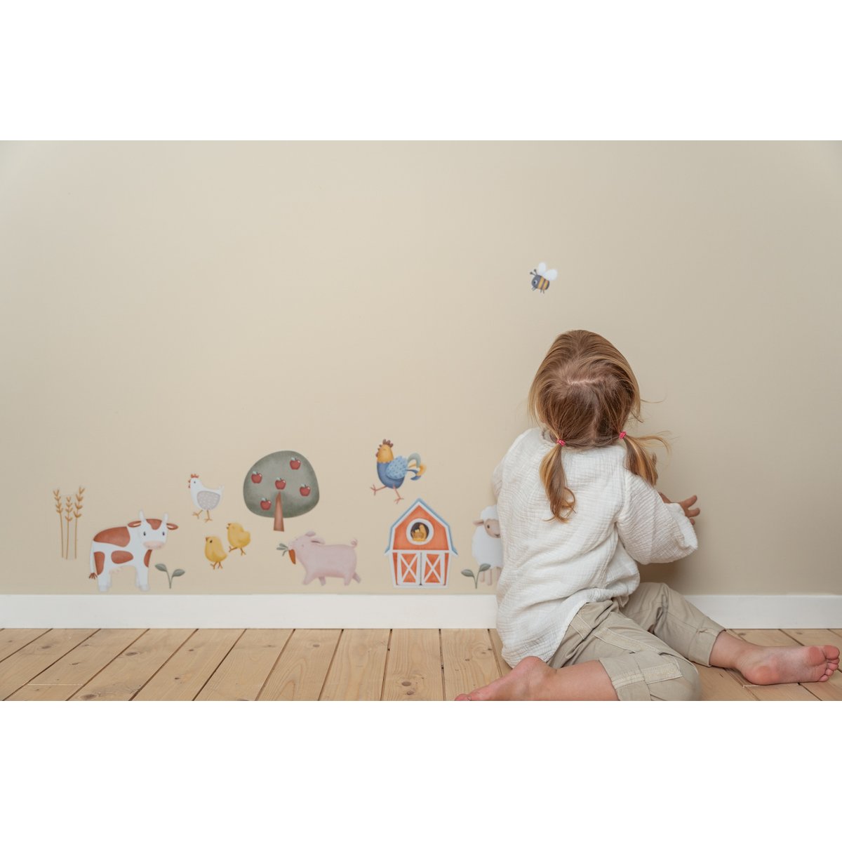 Stickers muraux pour enfant Petits animaux de la ferme coloris pastel, LITTLE DUTCH
