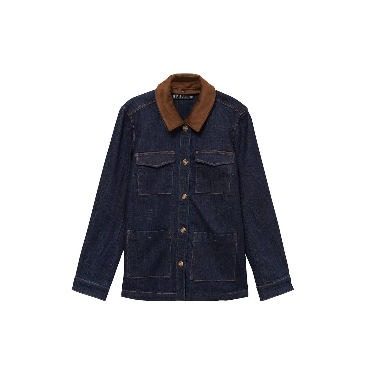 Veste droite à manches longues denim brut, BREAL