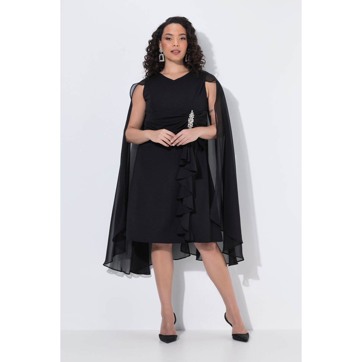 Robe sans manches, cape en mousseline noir, ULLA POPKEN