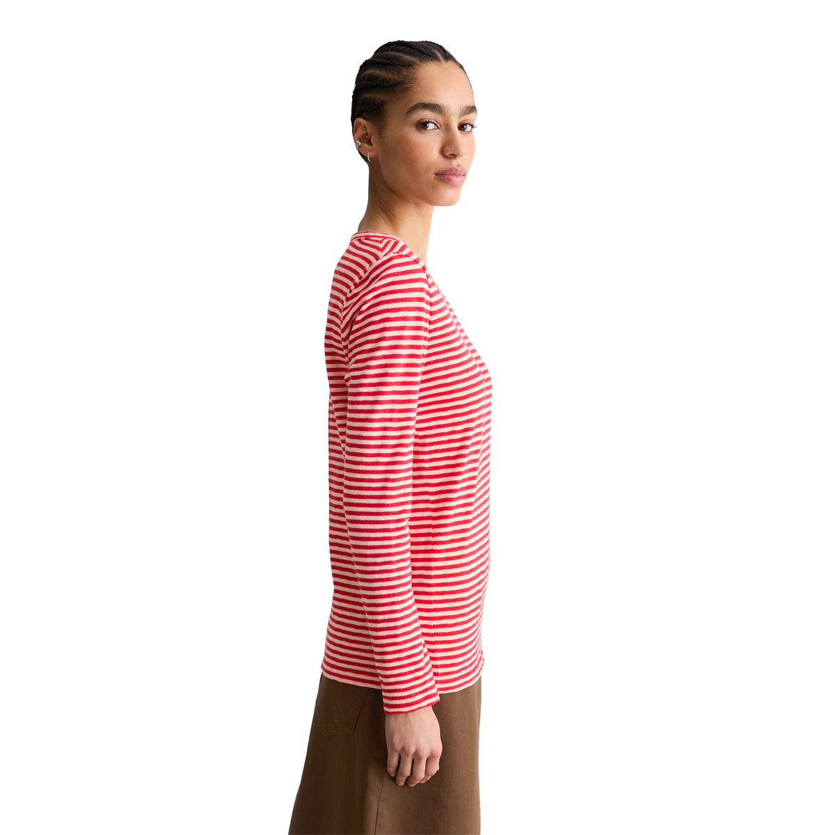 T-shirt long régulier en Heavy Slub Jersey rouge, MARC O’POLO DENIM