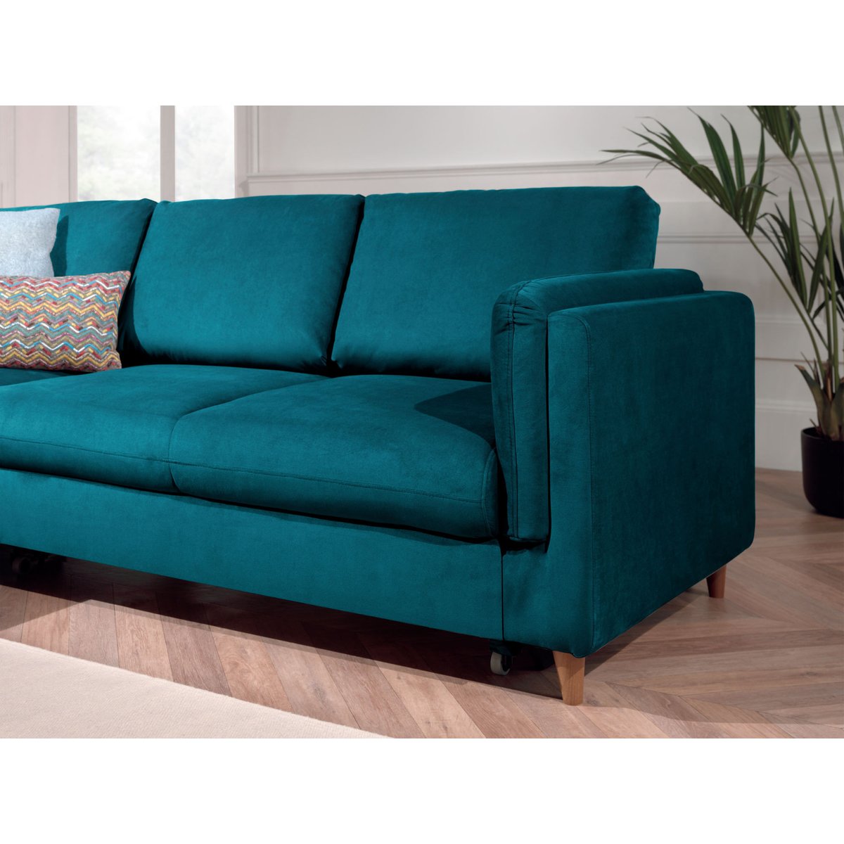 Canapé d'Angle Convertible 5 places - BROOKE bleu canard, BEST MOBILIER